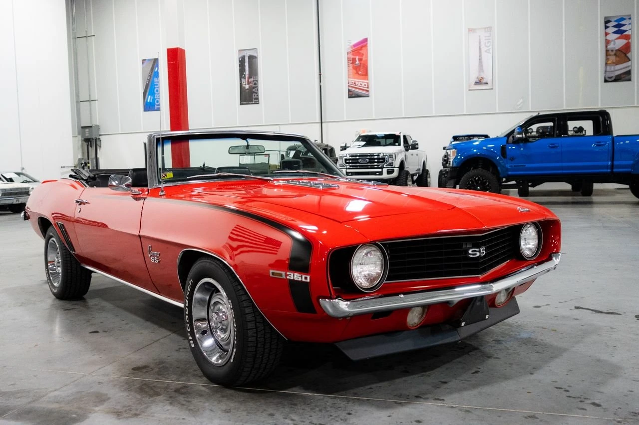Black 1968 Chevrolet Camaro SS photographed in the showroom